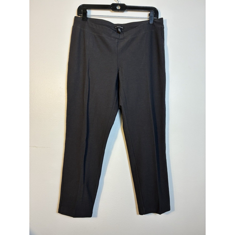 Eileen Fisher Pull On Straight Leg Pants Women's Sz M Black Quiet luxury